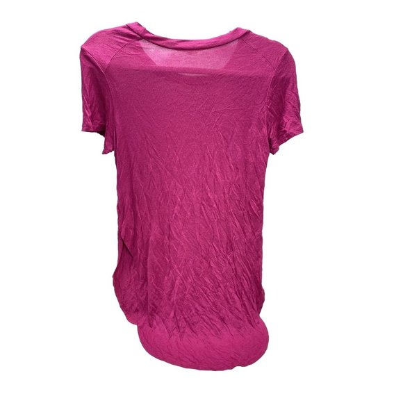 BRAND NEW Women's Pink T-Shirt Long Back Casual Tee Dark Pink - Size XS - Picture 6 of 7